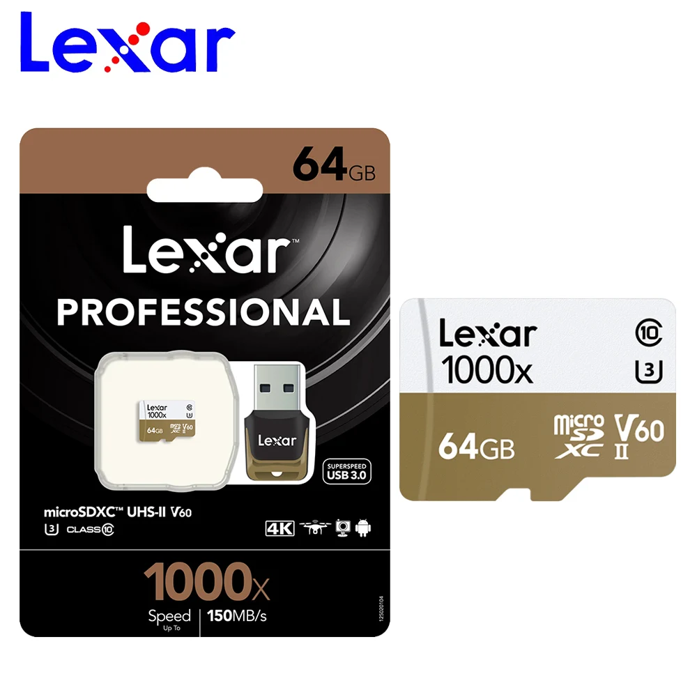 Карта памяти Lexar micro sd 32 Гб 64 128 ГБ 256 512 SDXC/SDHC UHS II 150M 90M U3 V10 4K Microsd Flash TF карта