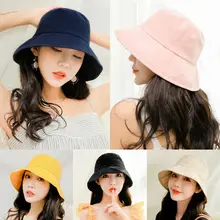 Новые модные женские туфли женские летние большой широкими полями хлопок Hat ведро мягкие шляпы Дерби пляж солнце складывающиеся шляпы