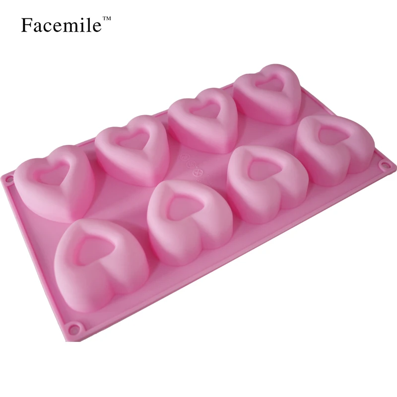 Silicone Cake Bread Desserts Bakery Tool 8 Holes Love Heart Shape donut doughnut Mold Baking Silcon Muffin Cups Soap Mold