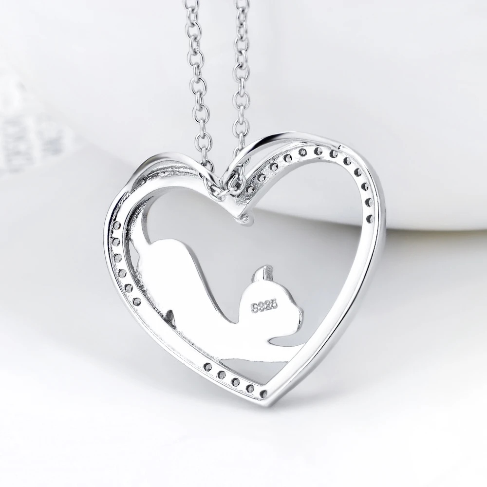 YFN ожерелье, 925 пробы Серебряное ожерелье, кулон в виде кошки, модное ожерелье, ювелирное изделие, Золотое женское ожерелье в форме сердца, подарок для женщины