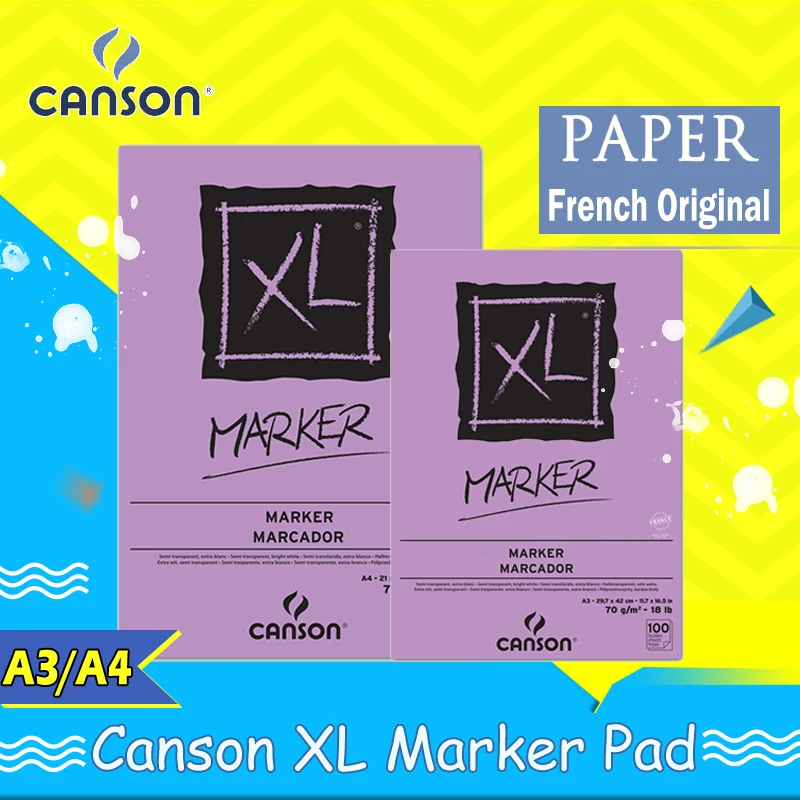 

Canson XL Series Marker Glue Bound Pad 70gFold Over felt painting notepad french original paper marble print notebooks A3 A4 A5