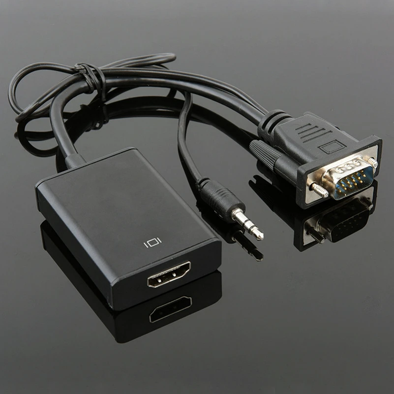 Преобразователь из VGA в HDMI кабель адаптер с аудио выходом 1080P видео кабель конвертер адаптер для ТВ DVD ПК HD ТВ проектор