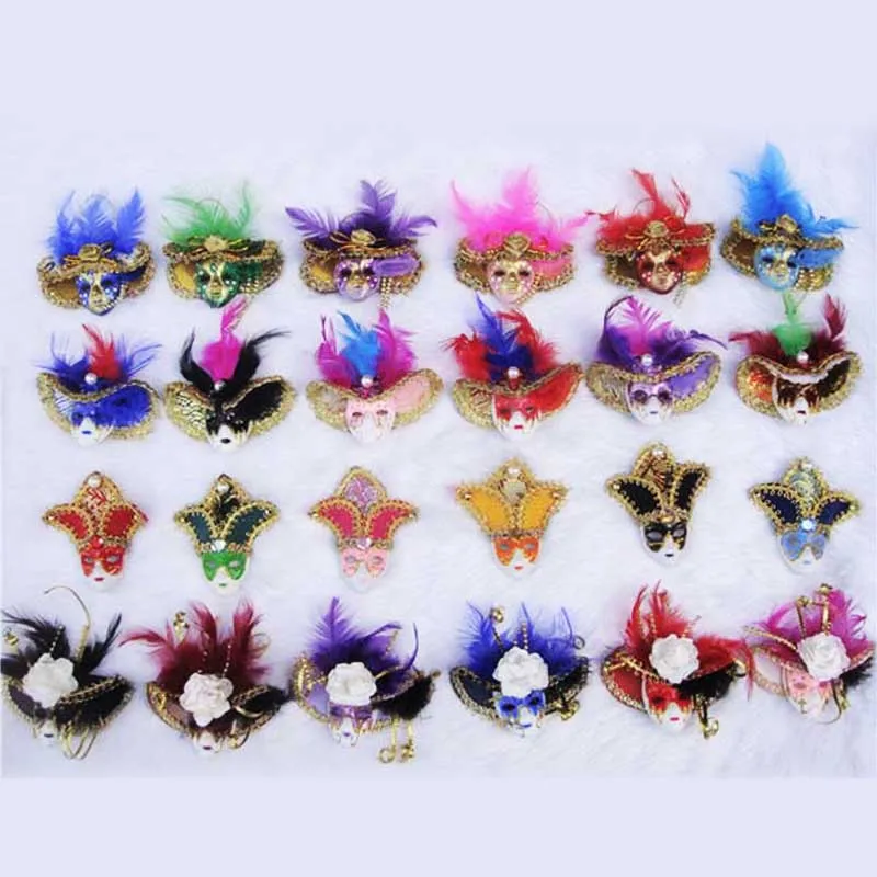 

Small Feather Venetian Mask Ornament Itly Mask Fridge Magnet Tourist Souvenirs Home Decor Collection Crafts 30pcs/lot DEC210
