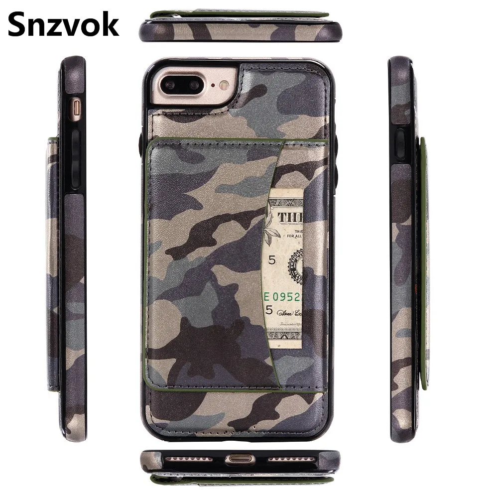Snzvok Multifunction Army Camo Wallet Holder Stand phone case for