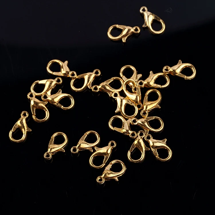 12mm Gold Plated Lobster Claw Clasps For Charm Bracelet Necklace Making