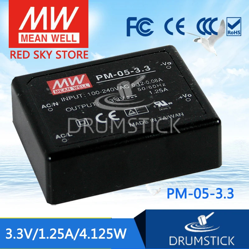 

MEAN WELL PM-05-3.3 3.3V 1.25A meanwell PM-05 3.3V 4.125W Switching Power Supply