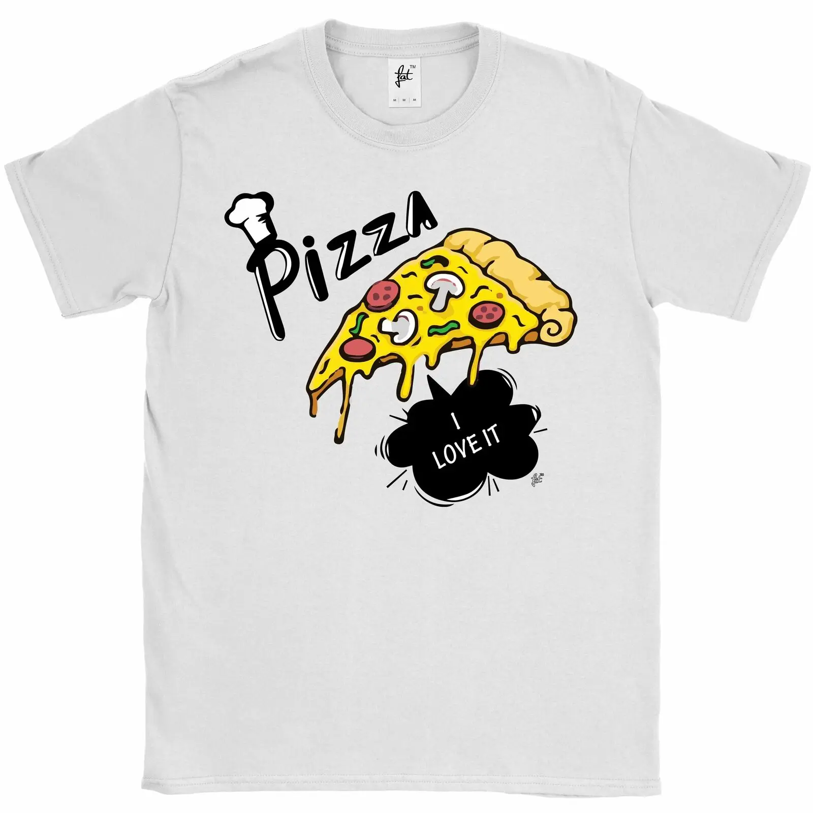 Мужская футболка Pizza I Love It Slice с пепперони грибами удобная повседневная коротким