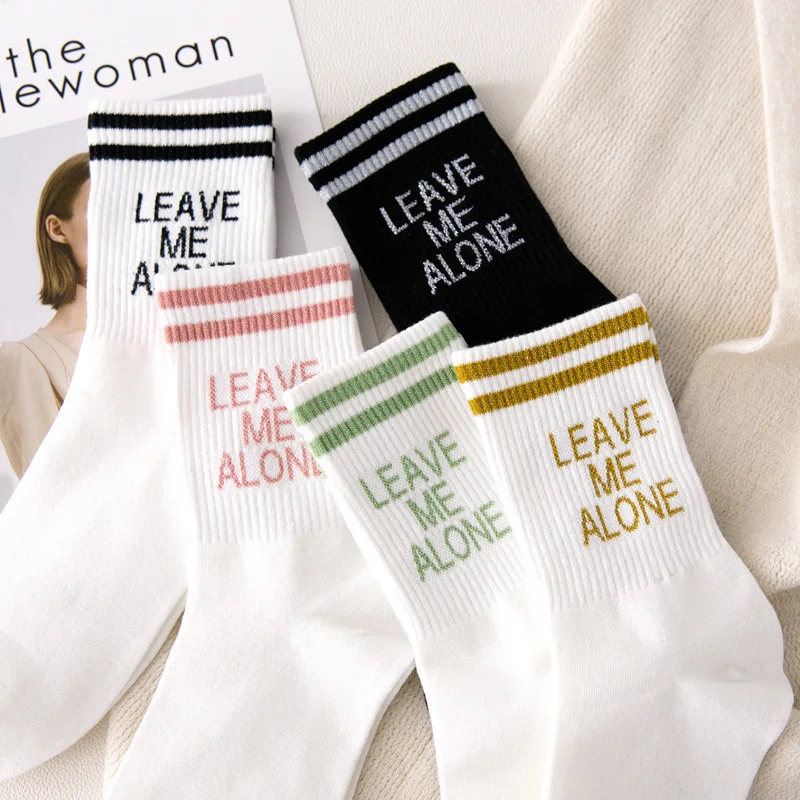 

Autumn Winter Funny Socks Women Cotton Cartoon Cute Socks Long Letter Harajuku Socks Ladies Thick White Warm Glitter letter