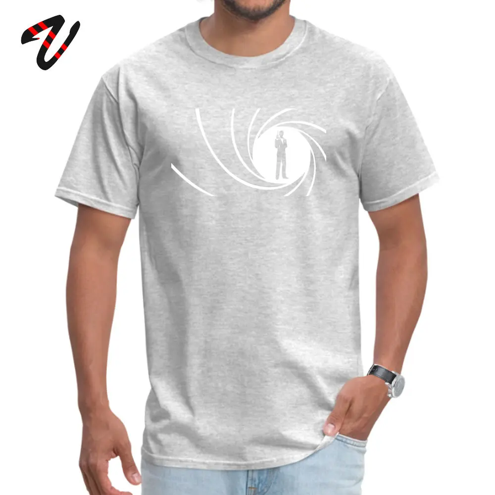 Hip Hop Man Tops & Tees jamesbondlogo Print T-shirts 100% Cotton Short Sleeve Printed Tee-Shirt Round Neck Top Quality james-bond-logo grey