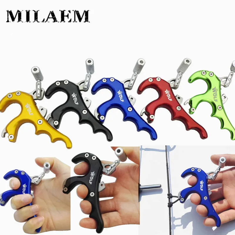 

4 Fingers Adjustable Trigger Tension Aids Grip Stainless Steel Bow Release Compound Bow Hunting Shooting Archery Accessories