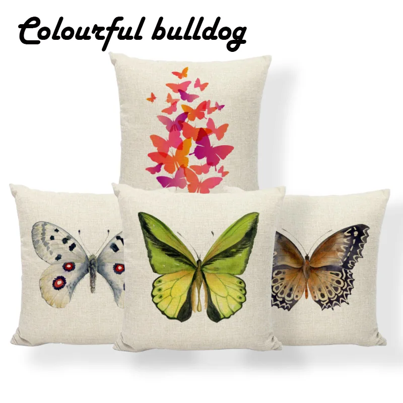 

Animal Butterfly Cushion Colorful Stripe Pillowcase Chinese Style Home Decorative Toss Pillow 18 Inch Cotton Blend High Fashion