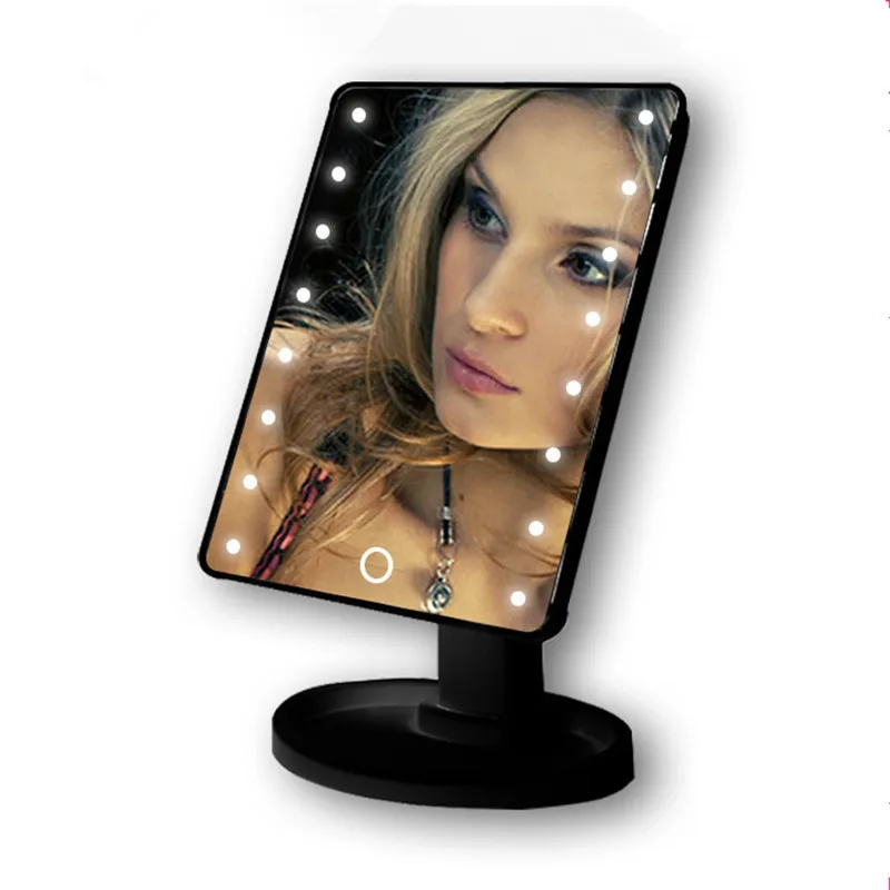 360 градусов вращения светодиодный Сенсорный экран косметическое зеркало косметическое складной Портативный компактный карман с 16/22