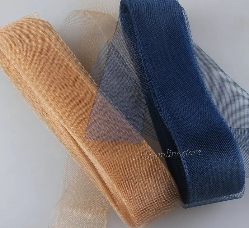 

50yard/lot #32 Color 2" 5cm Soft Plain Veiling crin on line ribbon braid polyester mesh yarn for hair accessories