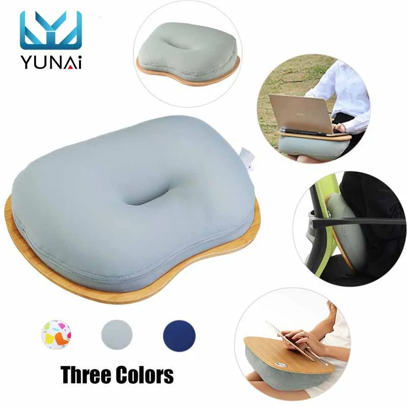 

Multifunction Laptop Desk Wooden Laptop Tray for 15 inch Computer Tablet Book Outdoor Headrest Office Soft Nap Pillow Lazy Desk