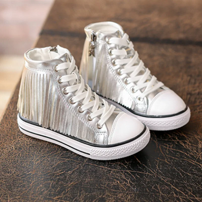 

WENDYWU 2017 autumn brand tassel sneakers for toddler pu leather shoes baby girls high top sneakers children fashion sneakers