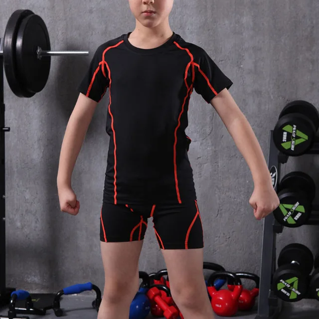 2017 Short Sleeve Kids Compression Sports Suits Children Sportswear