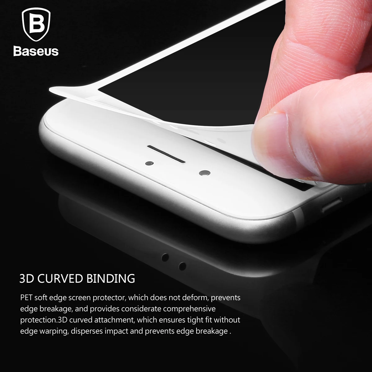 Baseus 0,23 мм закаленное стекло для iPhone 8, 7, 6, 6s Plus, защита экрана, мягкий 3D изогнутый, полное покрытие, защитное стекло, Передняя пленка