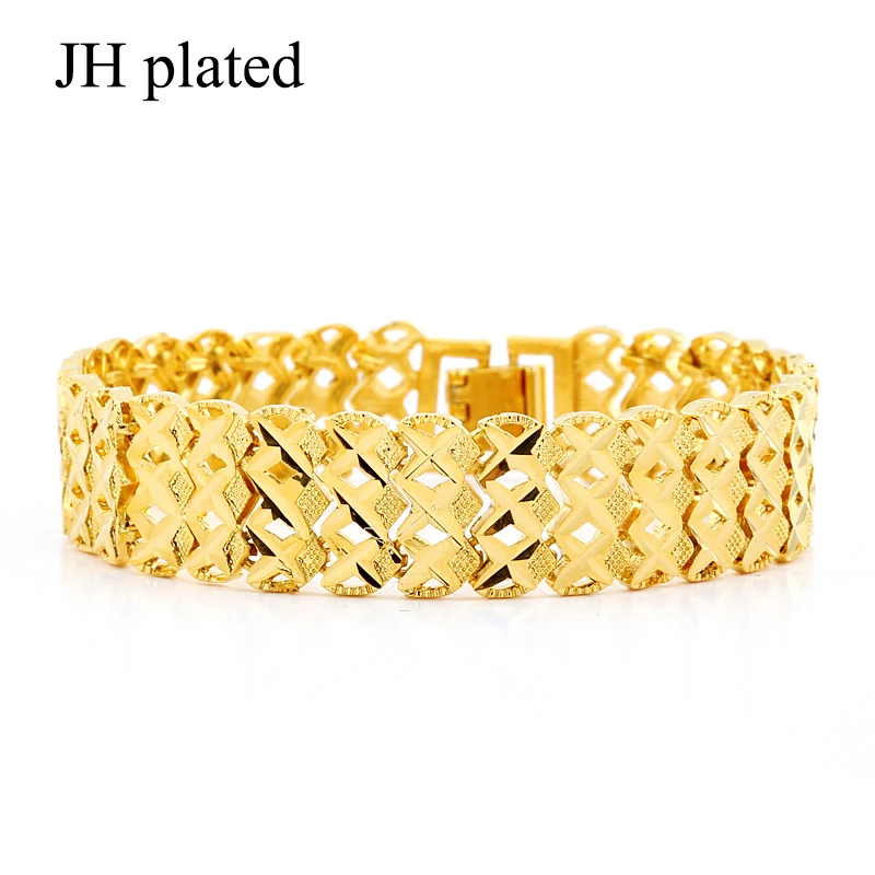 JHplated ширина 1 6 см длина 21 мужской браслет золотой для женщин ювелирные изделия
