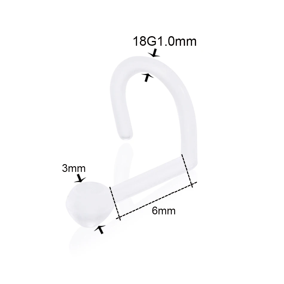5 шт./лот био гибкий акриловый прозрачный нос винт кольца шпильки бровей Пирсинг хряща Лабрет Фиксатор Бар губ пирсинг ювелирные изделия
