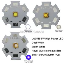 5 шт. LG3535 5 Вт Холодный белый и теплый белый королевский синий 1-3W-5W высокое Мощность светодиодный излучатель с 16 мм 20 мм PCB вместо CREE XPG2 XP-G светодиодный