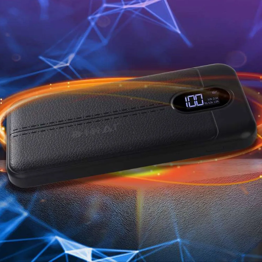 Портативный 10000 мАч двойной USB Quick Charge power Bank, внешний мобильный телефон аккумулятор с Мощный светодиодный дисплей для всех смартфонов