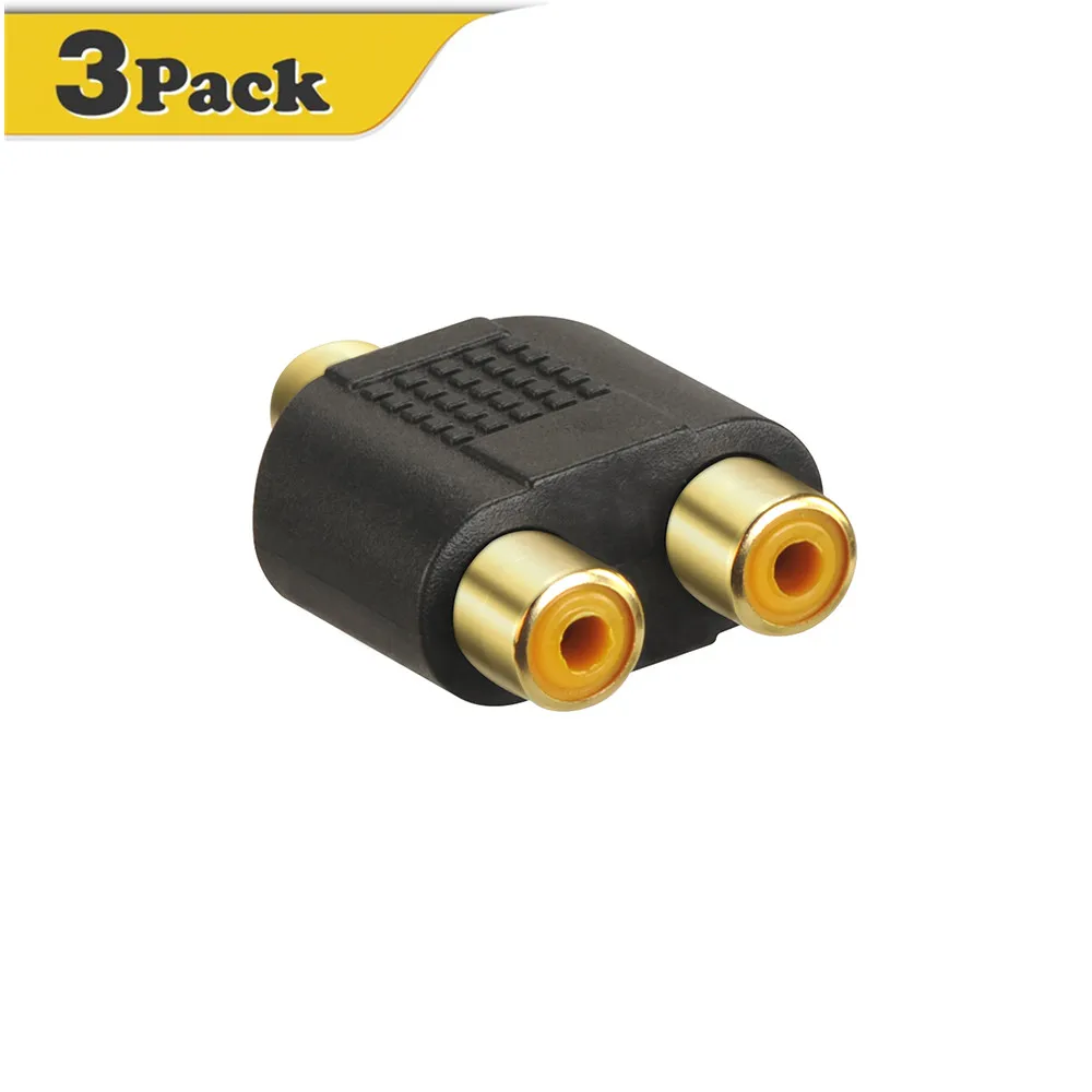 RCA Female to Dual RCA Female Y Splitter Adapter connector For Audio Video AV TV Cable Convert