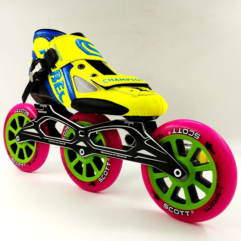 3 عجلات المهنية سرعة الزلاجات النساء/الرجال مضمنة أحذية التزلج أحذية تزلج 125 عجلات كبيرة مستديرة كعكة الزجاج الألياف
