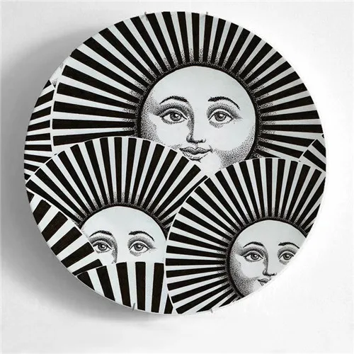 1 Европейская мода Милан rosenthal Piero fornasetti плиты черные и белые иллюстрации стены настенное блюдо домашней студии деко фон художественных промыслов - Цвет: 1