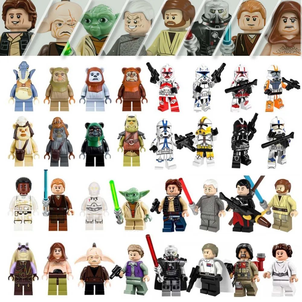 

Hot Star Wars Stormtrooper Darth Vader Han Solo Building Blocks Jedi Yoda Obi Wan Figure Brick Toy kid gift Compatible Legoed