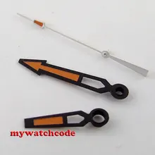 Черный край оранжевые часы руки Калибр ETA 2836 Минчжу DG2813 автоматический movement37