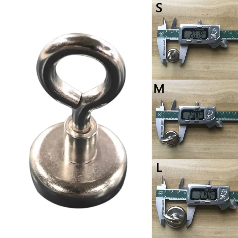 

New Strong Powerful Round Neodymium Magnet With Countersunk Hole And Eyebolt Adsorbed On Iron Plate Other Object