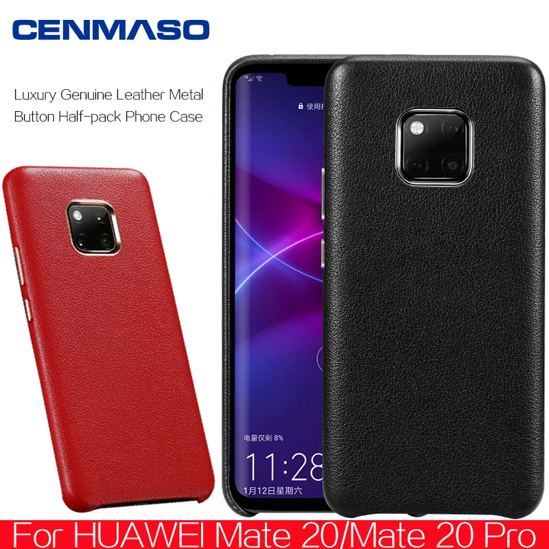 

Huawei Mate 20 Pro Case Luxury Genuine Leather Metal Button Anti Fall Cover Cenmaso Original Huawei Mate 20 Case Cover Fundas