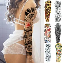 Водонепроницаемая временная татуировка наклейка полная рука Большой Череп Старая школа тату наклейка s Flash поддельные татуировки для мужчин и женщин