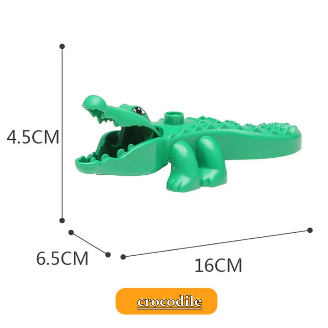 Большие блоки животных бегемот жираф слон крокодил прыгун обезьяна медведь Зебра панда Тигр duploed совместимые игрушки - Цвет: crocodile