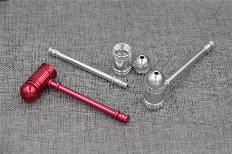 

12pcs/lot free shipping Hammer Smoking Pipe metal Tobacco pipe cigarette holder portable mini aluminium metal pipes