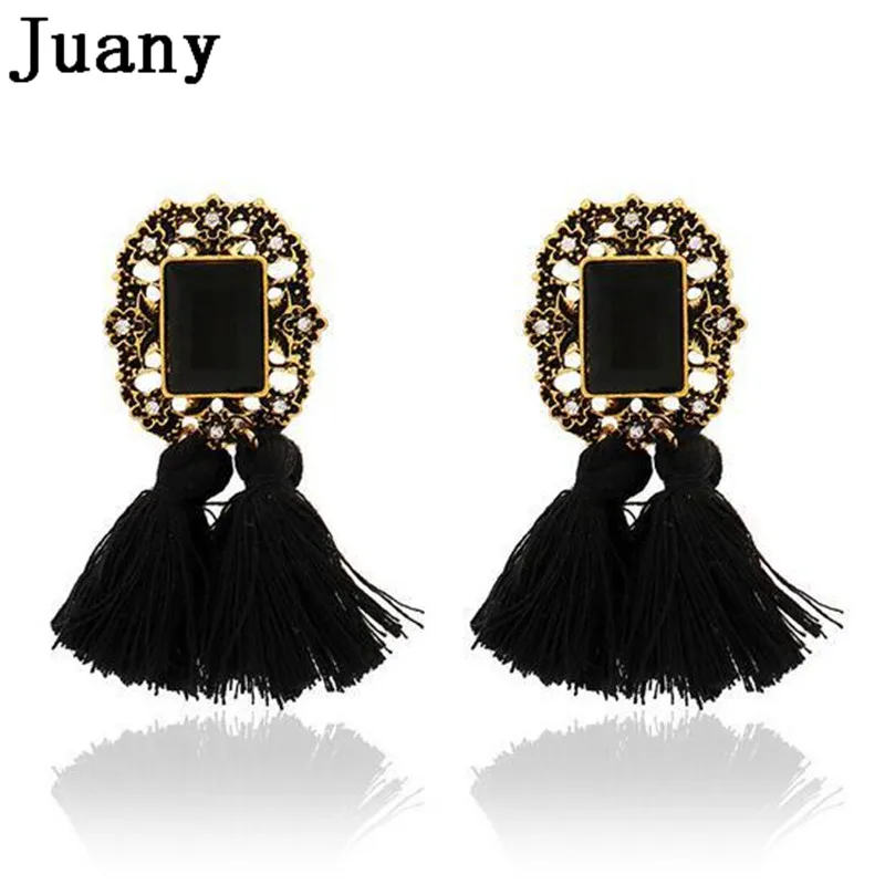 Bohemian Crystal Tassel earring vintage ethnic long tassel earring women geometric alloy Plating dangle drop earring 2018 3