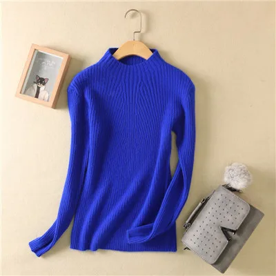 Качественный зимний женский свитер с высоким воротником из чистого кашемира, Женский мягкий шерстяной свитер, новинка, теплый пуловер D00204 - Цвет: D00204 dark blue