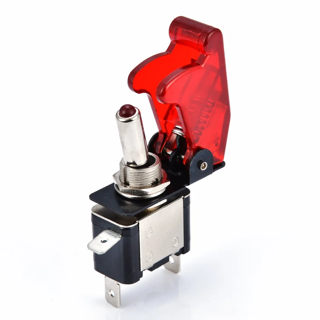 

Mayitr 1pc Miniature Electric Toggle Switches 12V 20A ON/OFF Light Rocker Switch & Red Cover For Racing Car Vehicle Fog Lamps