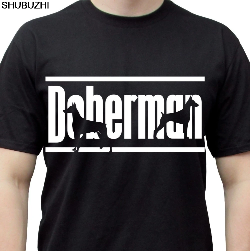 

Hot Sale Summer Men Doberman pinscher black t shirt dog top dobie tee design - mens womens kids size Cotton Tee Shirt sbz5601
