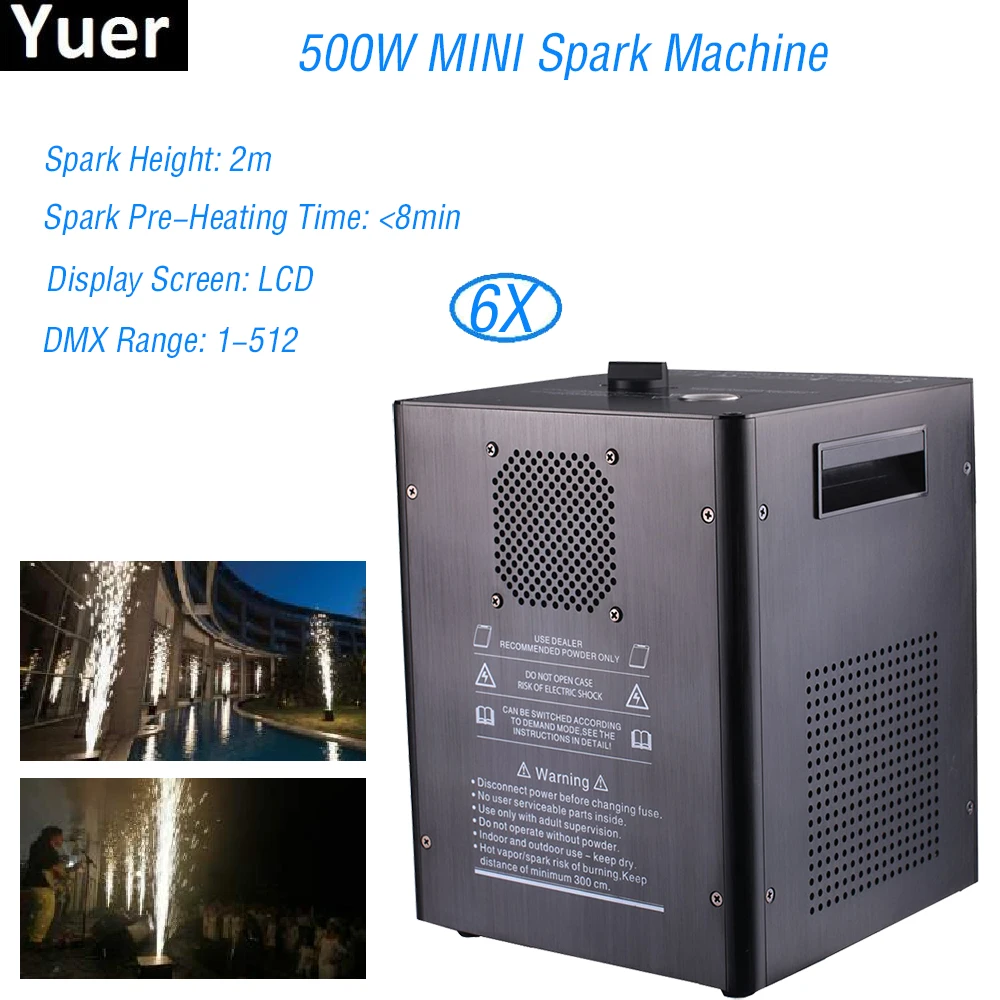 

6Pcs/Lot 500W MINI Special Machine Spark Height 2m For Disco DJ Stage Effect Equipment DMX512 Titanium Powder Machine Flightcase