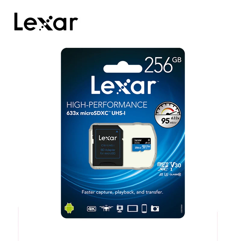 Оригинал Lexar 32 ГБ micro sd карта 64 Гб carte класс 10 633x128 TF флэш памяти 256 512 mecard Micro A1 A2|Карты