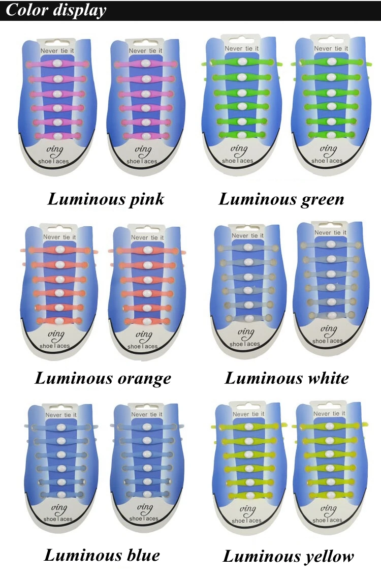 12 шт./компл. силиконовые светящиеся шнурки с использованием технологии LED светильник для встроенной вспышки вечерние светящиеся шнурки шнурка шнурки ленивые без галстука Shoeslace L3