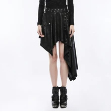 Панк рейв Готический Винтаж Асимметричный искусственная кожа женские черные юбки Harajuku Высокая талия юбка «Ласточкин хвост» панк рок одежда