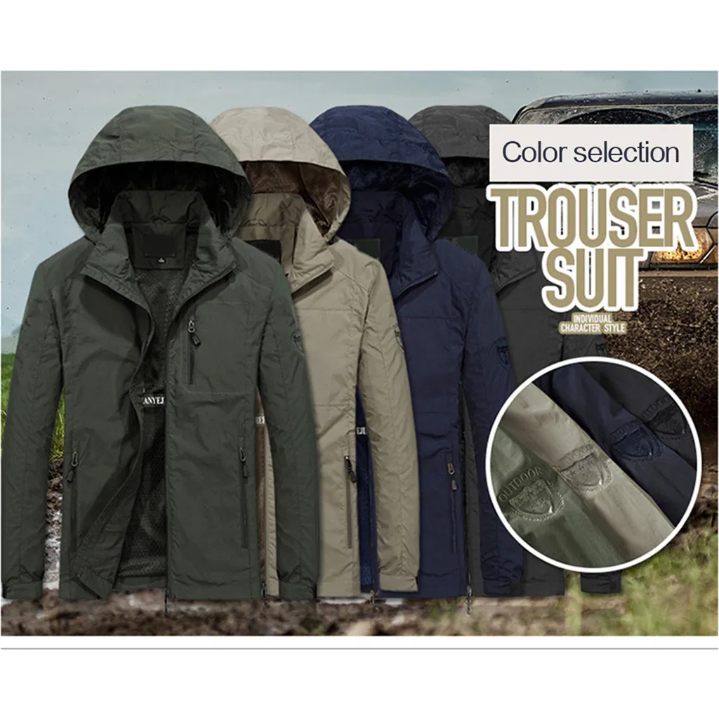 

Men Hooded Collar Jacket Warm Parka Outwear Plush Coat Outdoor Hot