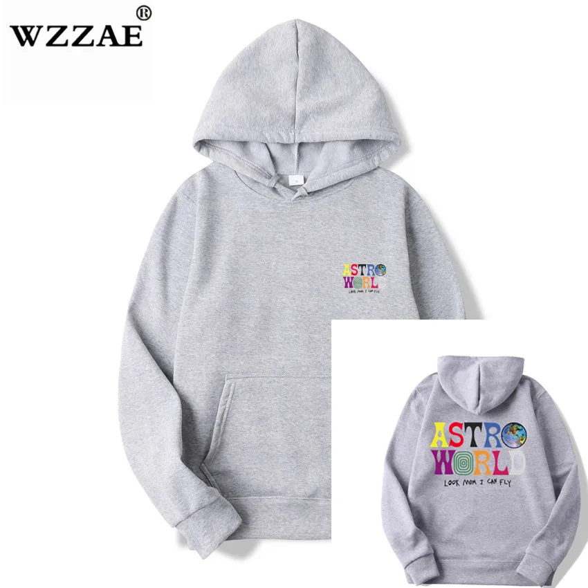 Light Gray Трэвисс Скотт ASTROWORLD WISH YOU WAS HERE толстовки модные буквы ASTROWORLD Толстовка уличная Мужская Женская пуловер Толстовка - Цвет: Light Gray