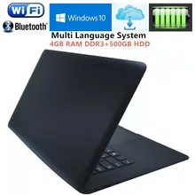 14.1 Inch PC Laptop Computer Intel Pentium N3520 Quad Core 2.16GHz 4GB RAM DDR3+500GB HDD Windows7/10 Notebook Wifi HDMI USB 3.0