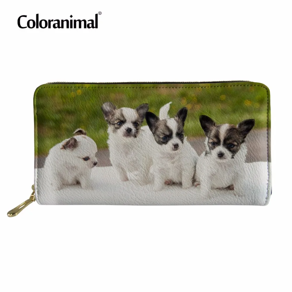 Кожаные кошельки Coloranimal для чихуахуа женщин и мужчин повседневный держатель