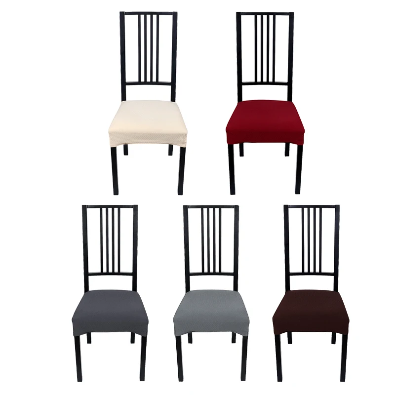 

Solid Color Spandex Dining Kitchen Seat Cover Modern Simple Jacquard Pattern Anti-slip Chair Cover Protector Stretch Seat Case
