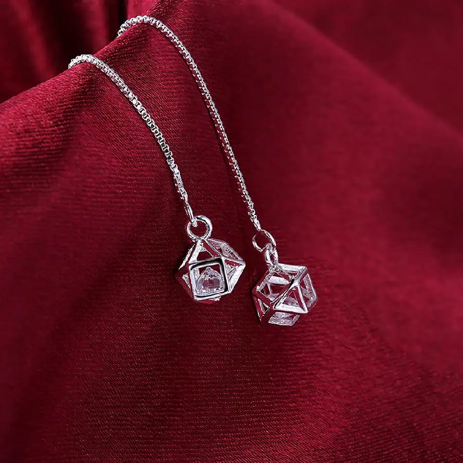 2017 новые серебряные серьги Модный Ювелирный куб cz Циркон Австралийский Кристалл