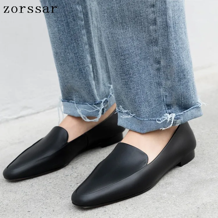 2019 Spring Autumn Genuine Leather Slip on Womens Loafers ...